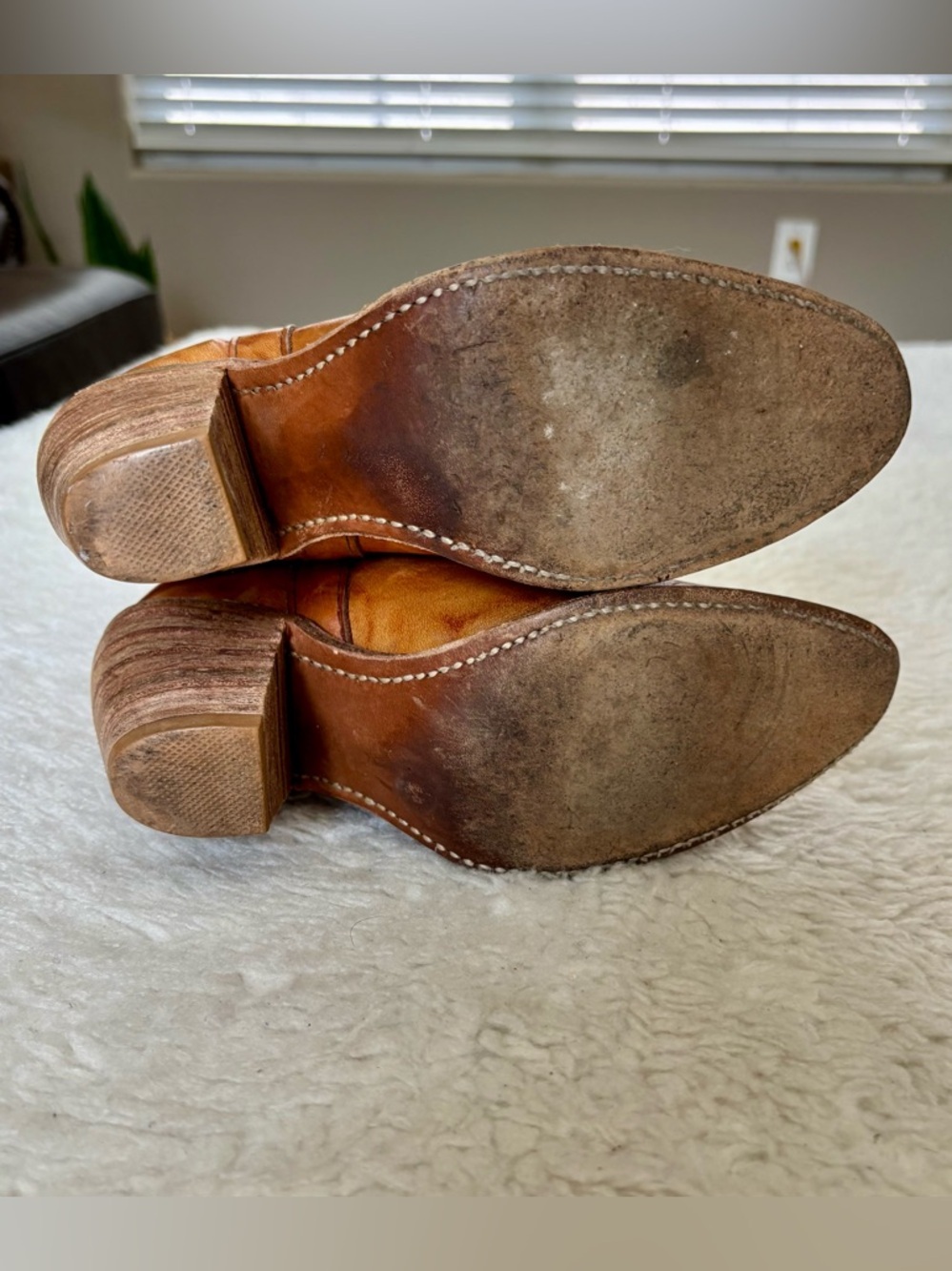 Miss Capezio Vintage Cognac Marble Leather Women’s Western Cowboys boots 5.5 M - Picture 16 of 16